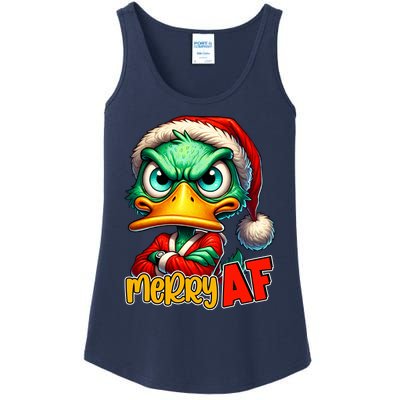 Merry Af Funny Sarcastic Grumpy Duck Christmas Ladies Essential Tank