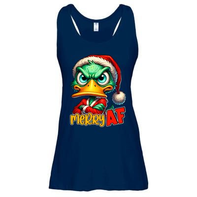 Merry Af Funny Sarcastic Grumpy Duck Christmas Ladies Essential Flowy Tank