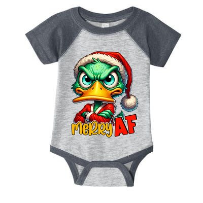 Merry Af Funny Sarcastic Grumpy Duck Christmas Infant Baby Jersey Bodysuit