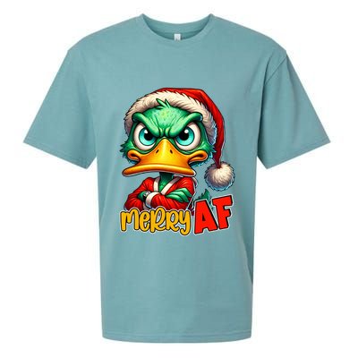 Merry Af Funny Sarcastic Grumpy Duck Christmas Sueded Cloud Jersey T-Shirt