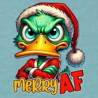 Merry Af Funny Sarcastic Grumpy Duck Christmas Sueded Cloud Jersey T-Shirt