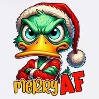 Merry Af Funny Sarcastic Grumpy Duck Christmas Garment-Dyed Sweatshirt