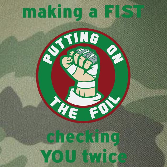 Making A Fist Putting On The Foil Checking You Twice Legacy Tie Dye Trucker Hat