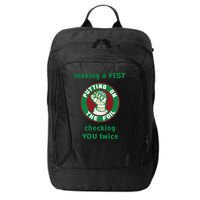 Making A Fist Putting On The Foil Checking You Twice City Backpack