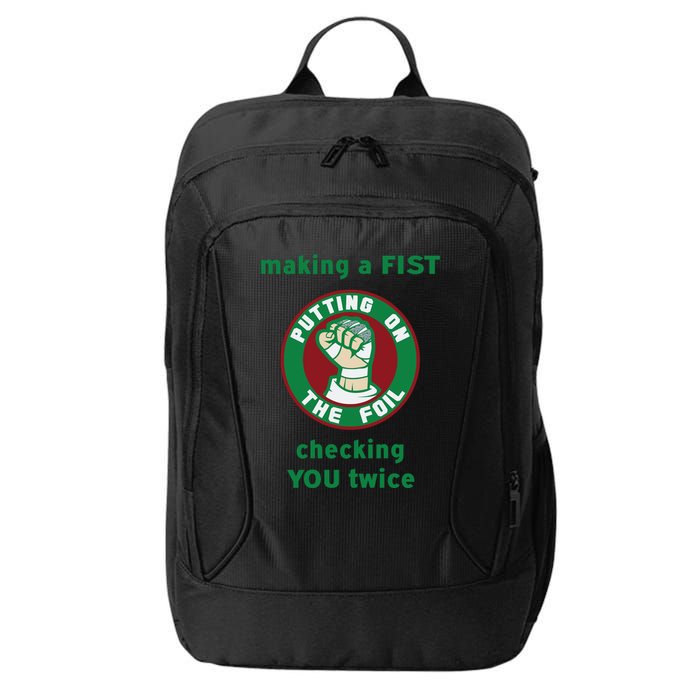Making A Fist Putting On The Foil Checking You Twice City Backpack