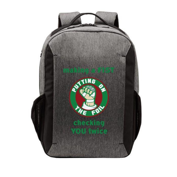 Making A Fist Putting On The Foil Checking You Twice Vector Backpack