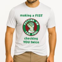 Making A Fist Putting On The Foil Checking You Twice Performance Shirt