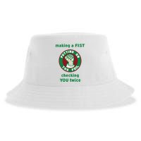 Making A Fist Putting On The Foil Checking You Twice Sustainable Bucket Hat