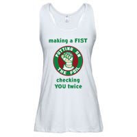 Making A Fist Putting On The Foil Checking You Twice Ladies Essential Flowy Tank