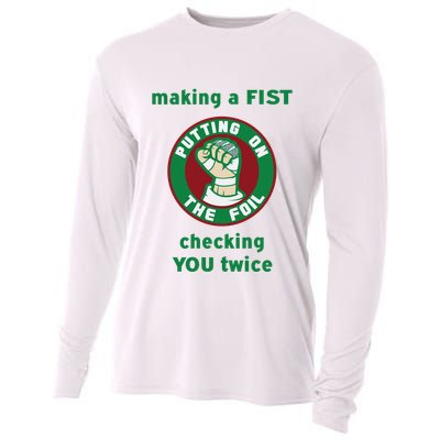 Making A Fist Putting On The Foil Checking You Twice Cooling Performance Long Sleeve Crew