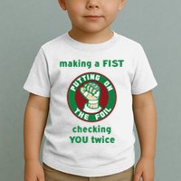 Making A Fist Putting On The Foil Checking You Twice Toddler T-Shirt
