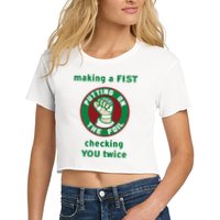 Making A Fist Putting On The Foil Checking You Twice Crop Top