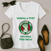 Making A Fist Putting On The Foil Checking You Twice Women's V-Neck T-Shirt