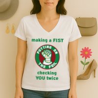 Making A Fist Putting On The Foil Checking You Twice Women's V-Neck T-Shirt