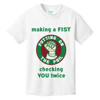 Making A Fist Putting On The Foil Checking You Twice Kids T-Shirt