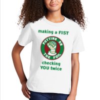 Making A Fist Putting On The Foil Checking You Twice Kids T-Shirt