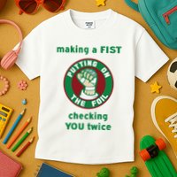 Making A Fist Putting On The Foil Checking You Twice Kids T-Shirt