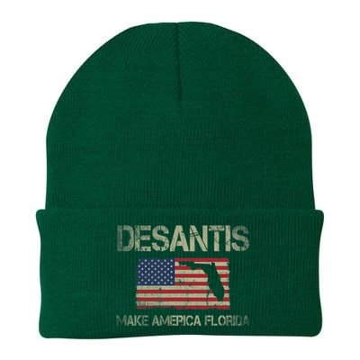 Make America Florida, DeSantis 2024 Election Vintage US Flag Knit Cap Winter Beanie