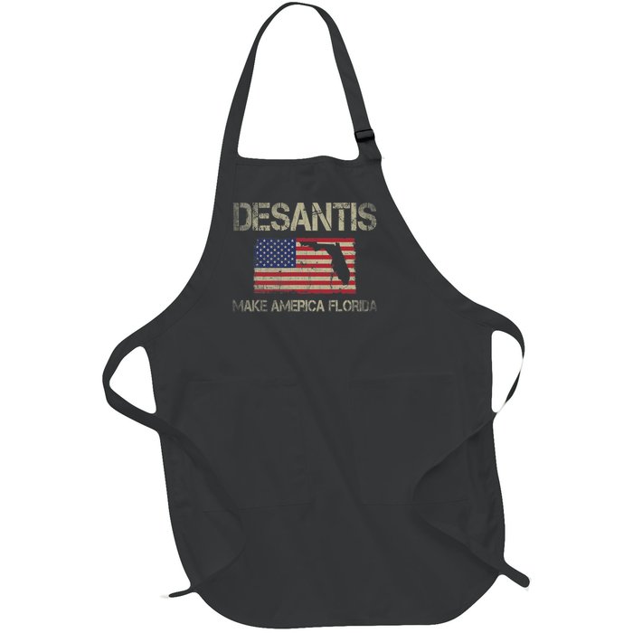 Make America Florida, DeSantis 2024 Election Vintage US Flag Full-Length Apron With Pockets