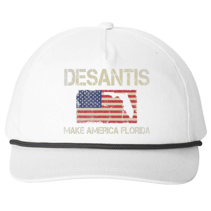 Make America Florida, DeSantis 2024 Election Vintage US Flag Snapback Five-Panel Rope Hat