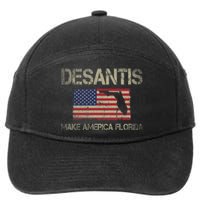 Make America Florida, DeSantis 2024 Election Vintage US Flag 7-Panel Snapback Hat