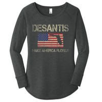 Make America Florida, DeSantis 2024 Election Vintage US Flag Women's Perfect Tri Tunic Long Sleeve Shirt