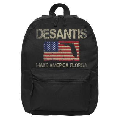 Make America Florida, DeSantis 2024 Election Vintage US Flag 16 in Basic Backpack