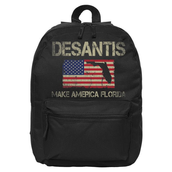 Make America Florida, DeSantis 2024 Election Vintage US Flag 16 in Basic Backpack