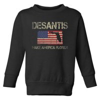 Make America Florida, DeSantis 2024 Election Vintage US Flag Toddler Sweatshirt