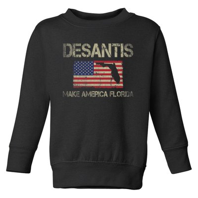 Make America Florida, DeSantis 2024 Election Vintage US Flag Toddler Sweatshirt