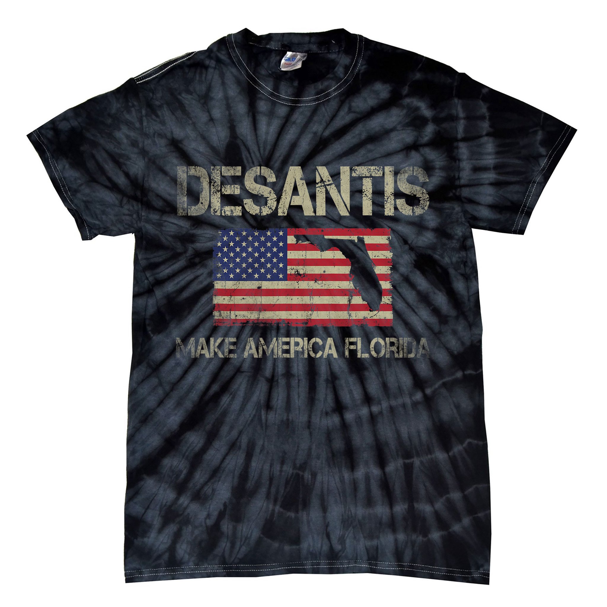 Make America Florida, DeSantis 2024 Election Vintage US Flag Tie-Dye T-Shirt