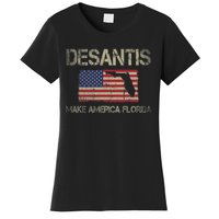 Make America Florida, DeSantis 2024 Election Vintage US Flag Women's T-Shirt