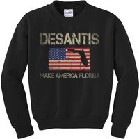 Make America Florida, DeSantis 2024 Election Vintage US Flag Kids Sweatshirt