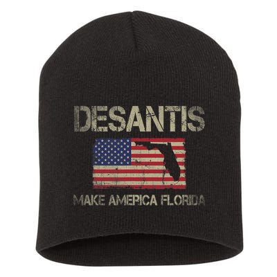 Make America Florida, DeSantis 2024 Election Vintage US Flag Short Acrylic Beanie