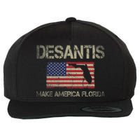 Make America Florida, DeSantis 2024 Election Vintage US Flag Wool Snapback Cap