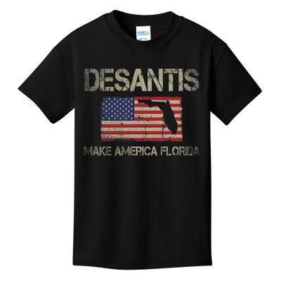 Make America Florida, DeSantis 2024 Election Vintage US Flag Kids T-Shirt