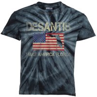 Make America Florida, DeSantis 2024 Election Vintage US Flag Kids Tie-Dye T-Shirt