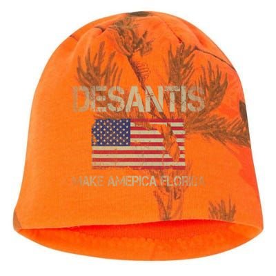 Make America Florida, DeSantis 2024 Election Vintage US Flag Kati - Camo Knit Beanie