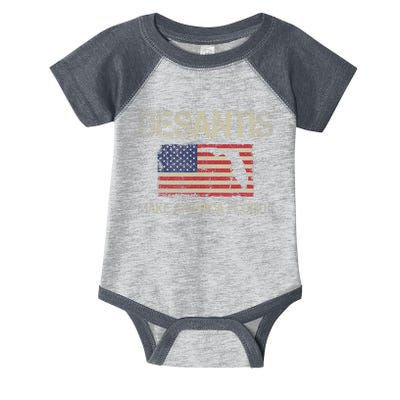 Make America Florida, DeSantis 2024 Election Vintage US Flag Infant Baby Jersey Bodysuit