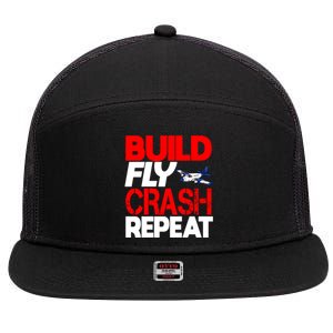 Model Airplane Funny Hobby Christmas Gift Build Crash Repeat Gift 7 Panel Mesh Trucker Snapback Hat