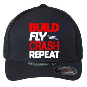 Model Airplane Funny Hobby Christmas Gift Build Crash Repeat Gift Flexfit Unipanel Trucker Cap