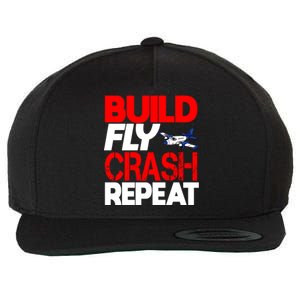 Model Airplane Funny Hobby Christmas Gift Build Crash Repeat Gift Wool Snapback Cap