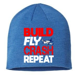 Model Airplane Funny Hobby Christmas Gift Build Crash Repeat Gift Sustainable Beanie