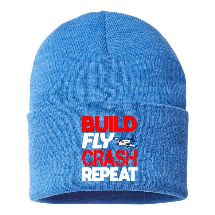 Model Airplane Funny Hobby Christmas Gift Build Crash Repeat Gift Sustainable Knit Beanie