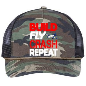 Model Airplane Funny Hobby Christmas Gift Build Crash Repeat Gift Retro Rope Trucker Hat Cap