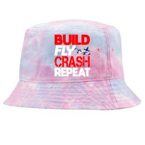 Model Airplane Funny Hobby Christmas Gift Build Crash Repeat Gift Tie-Dyed Bucket Hat