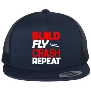 Model Airplane Funny Hobby Christmas Gift Build Crash Repeat Gift Flat Bill Trucker Hat