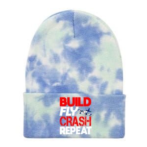 Model Airplane Funny Hobby Christmas Gift Build Crash Repeat Gift Tie Dye 12in Knit Beanie