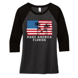 Make America Florida DeSantis 2024 Trump DeSantis Election Women's Tri-Blend 3/4-Sleeve Raglan Shirt