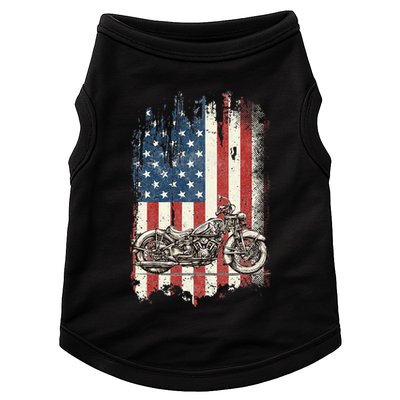 Motorcycle American Flag Distressed Vintage Biker Patriotic Doggie Tank